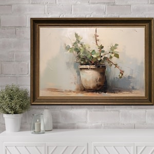 Vintage Plant Living Room Wall Art, Plant Home Decor, Houseplant Printable Paintings, Plant Posters & Leaf Prints, Boho House Plant Home Art
