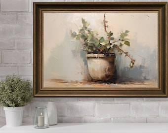 Vintage Plant Living Room Wall Art, Plant Home Decor, Houseplant Printable Paintings, Plant Posters & Leaf Prints, Boho House Plant Home Art