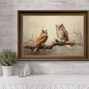 Vintage Barn Owl Painting, Antique Barn Owl Artprint, Dark Moody Owl Wall Art, Dark Academia Owl Print, Owl Oil Painting, Gothic Home Decor