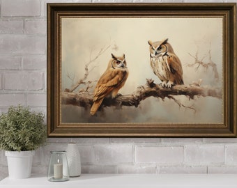 Vintage Barn Owl Painting, Antique Barn Owl Artprint, Dark Moody Owl Wall Art, Dark Academia Owl Print, Owl Oil Painting, Gothic Home Decor