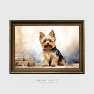 Vintage Yorkshire Terrier Oil Painting Digital Printable Wall Art Print, Yorkie Art, Yorkie Portrait, Puppy Yorkshire, Yorkie Watercolor Art