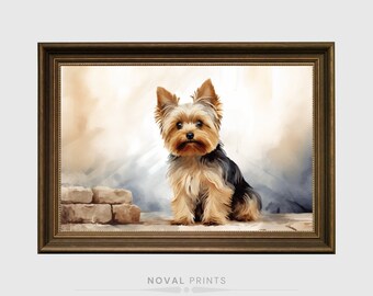 ヴィンテージヨークシャーテリアの絵画：ヨーキー犬の肖像画アート