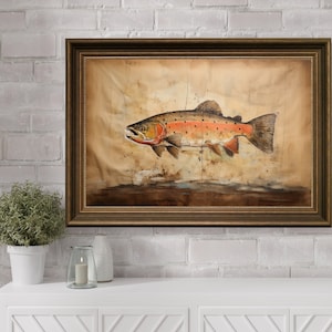 Trout Oil Painting, Trout Watercolor Art Print, Fly Fishing, Colorful Fish Art, Watercolor Trout Paint, Fishing Art Print, Trout Fish Decor