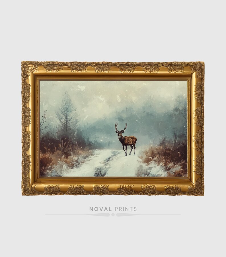 Vintage Stag Print, Deer Wall Art Print, Deer Oil Painting, Antique ...