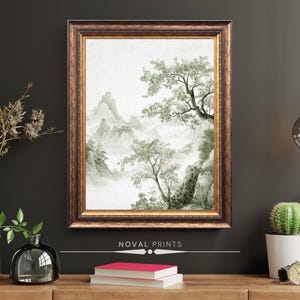 Chinese Traditional Landscpae With Light Green And White Background, Chinese Art, China Art Prints, Wall Art Poster