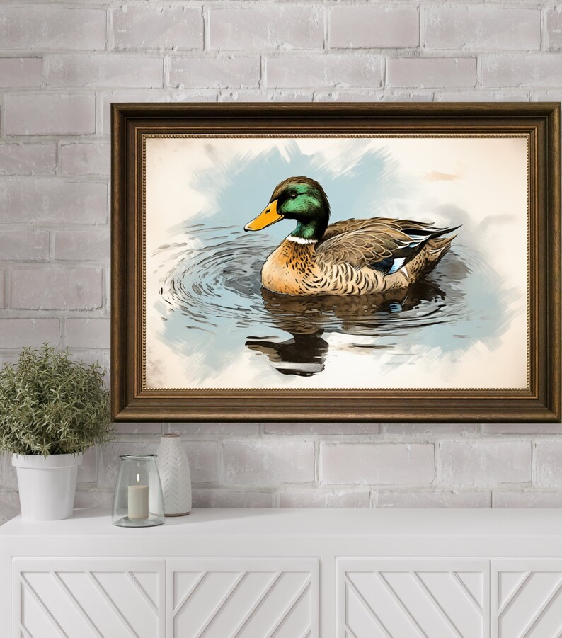 Vintage Duck Hunting Digital Printable Watercolor Wall Art, Duck ...