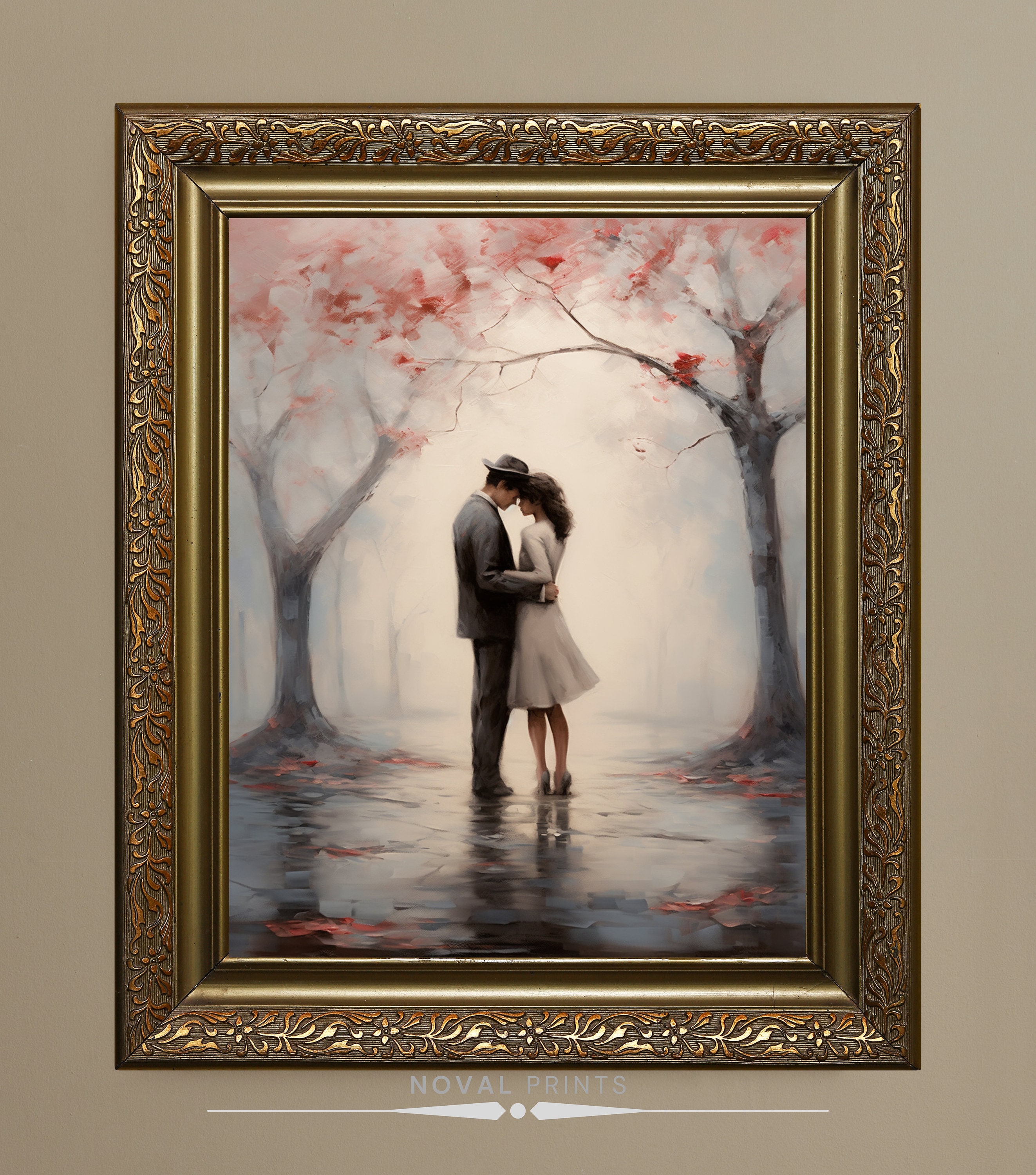 Vintage Romantic Couple Art Print, Valentine Printable Wall Art ...
