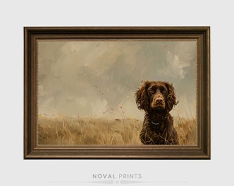 Vintage Boykin Spaniel Painting, Old Dog Print, Farmhouse Decor, Rustic Fine Art, Spaniel Puppy Lover, Instant Download, Printable Wall Art