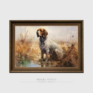 Vintage Jagdhund druckbare Wandkunst, digitales Ölgemälde, Vtg Hundedruck, Hundewandkunst, Bauernhausdekor, Tierportrait, Vintage Hundekunst