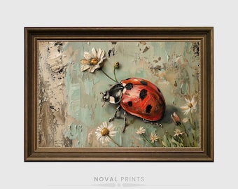 印刷可能なてんとう虫アート - 水彩テントウムシアート、森の赤い