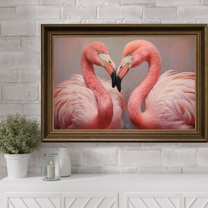Flamingo Digitale Wandkunst, Vintage Flamingo Paare Ölgemälde, Audubon Wand Kunst Wohnkultur, rosa Flamingo Druck, Wildtier Flamingo Dekor