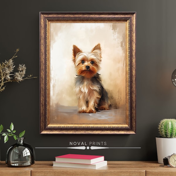 Peinture à l'huile du Yorkshire Terrier, portrait du Yorkshire Terrier, affiche de chien en peinture à l'huile, impressions numériques Yorkie, adorable art mural Yorkie