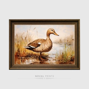 Vintage Duck Print, Spring Landscape Wall Art Paint, Nursery Decor Duck Painting, Farmhouse Decor, Printable Art, Downloadable Duck Wall Art