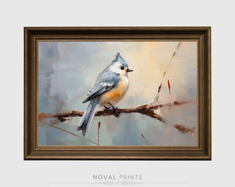Vintage Printable Tufted Titmouse Print Bird Watercolor Painting Bird Art Backyard Bird Painting Woodland Birding Tufted Titmouse Bird Art