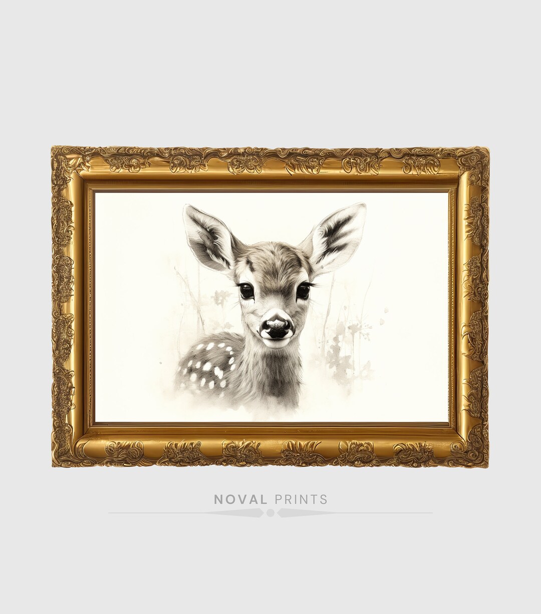 Baby Sketch Deer Print, Woodland Animal Nursery Decor, Printable Baby ...