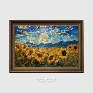 Sunflowers Painting Famous Van Gogh Art Print, Art, Vintage Wall Art, Antique Wall Decor, Farmhouse Decor, Sunflower Field Landscape