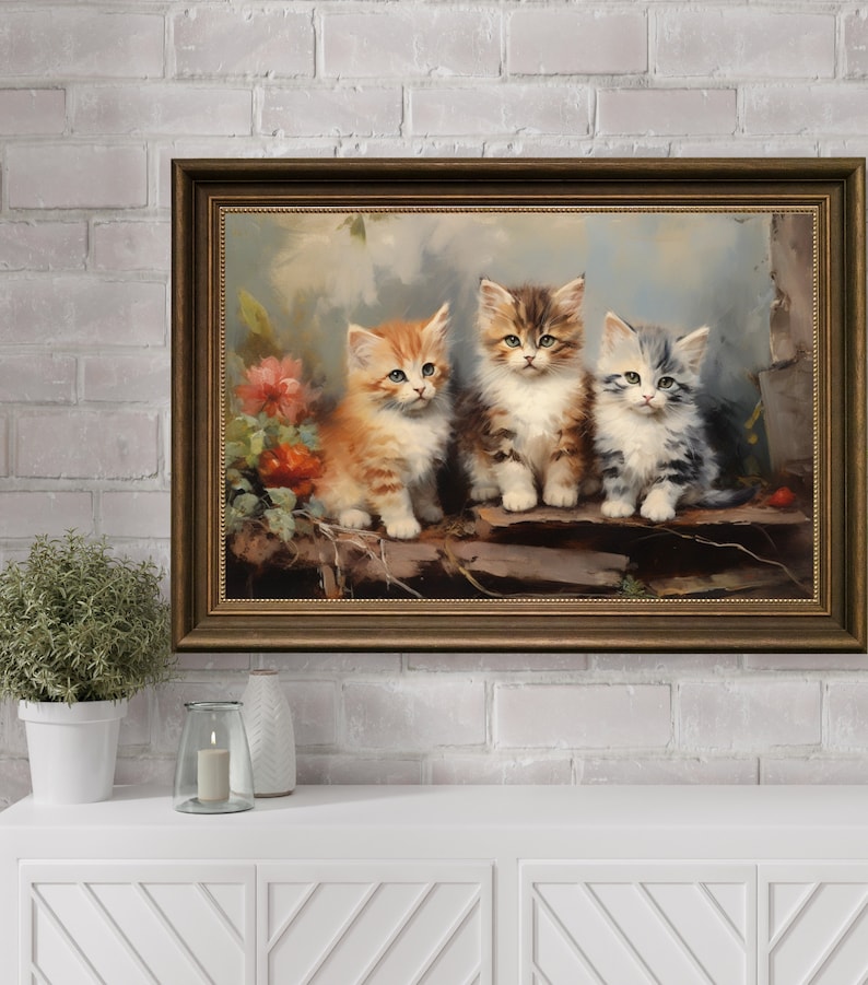 Kitten Wall Art Printable Vintage Cat Nursery Kittens, Girls Room Decor