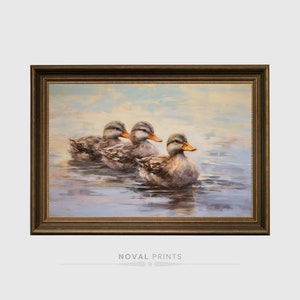 Vintage Oil Paint Duckling Wall Art, Duckling Printable Baby Room Decor, Duck Painting, Duckling Painting Kids Bathroom Decor, Duck Painting