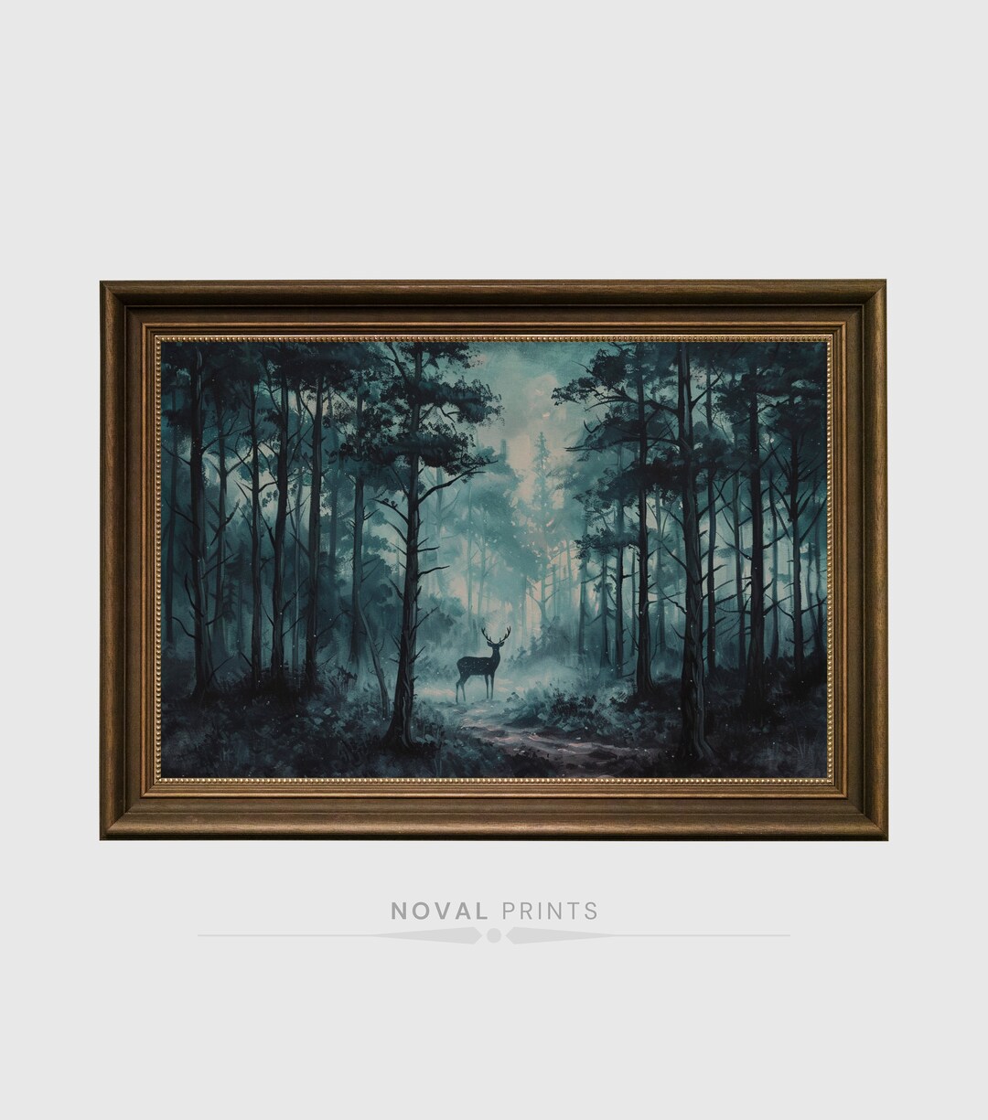 Forest Deer Landscape Print, Woodland Animal Poster, Nature Wall Art ...