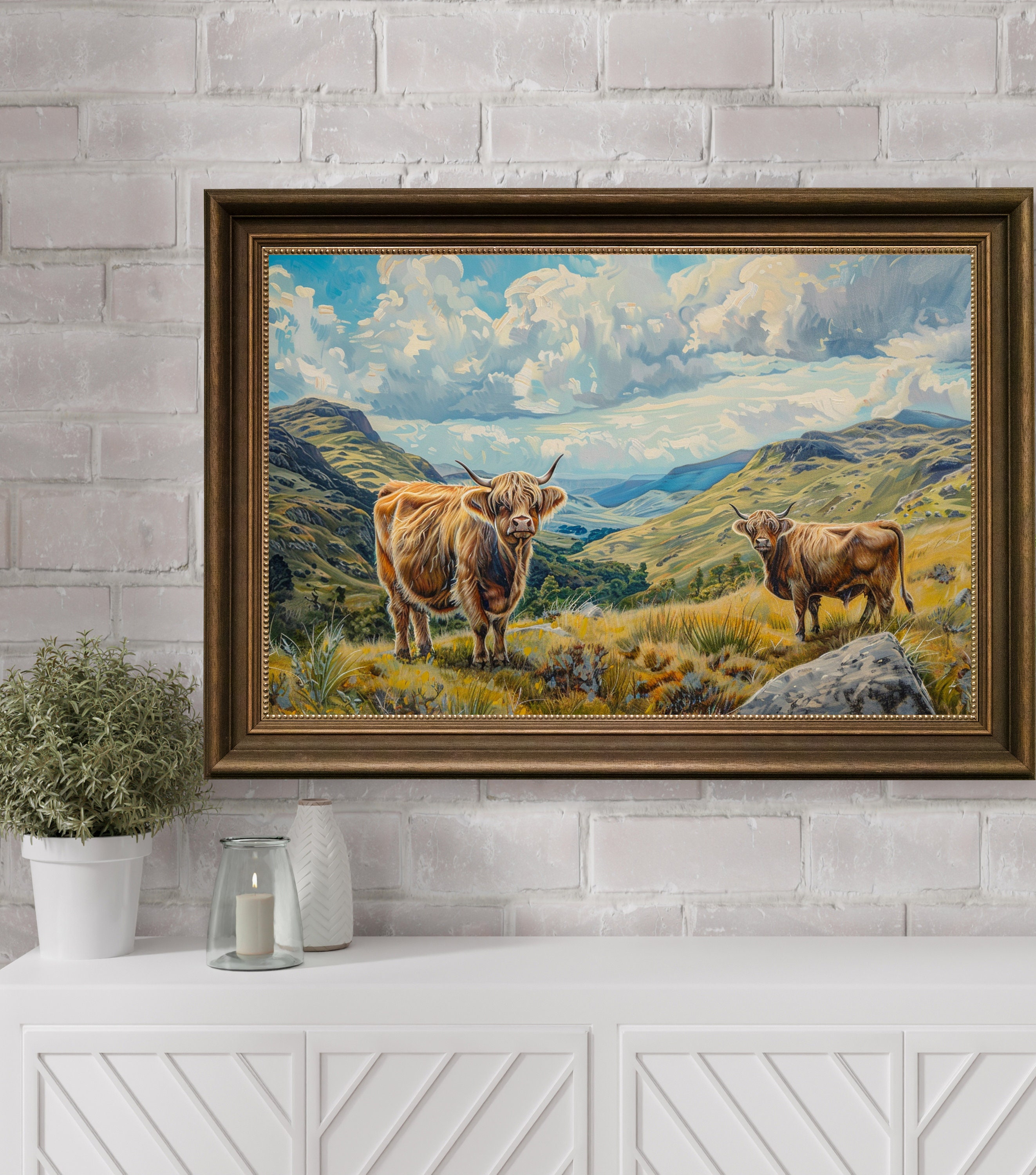 Rustic Fall Background Cow Brown Highland Cow, Rustic Cow Printable, Farmhouse Highland Cow Poster ...