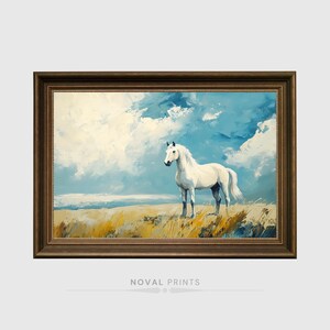 Vintage Horse Print, Horse Gift, White Horse Home Decor, Country Style, Equestrian Digital Art, Printable Rustic Farmhouse Wall Art