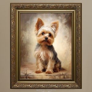 Yorkshire Terrier Wall Art, Vintage Yorkie Terrier Dog Art, Yorkie Dog Poster Painting, Yorkie Digital Print, Adorable Yorkie Art, Dog Wall