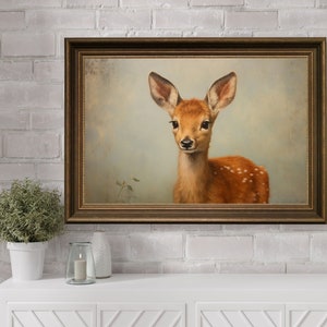 Baby Fawn Wall Art Print, Woodland Nursery Decor, Printable Digital Download, Natural Watercolor Deer Painting,Nursery Art Woodland Animal