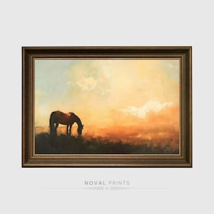 Horse Landscape Art, Horse Wall Art, Vintage Horse Print, Printable Wall Art, Farmhouse Wall Art, Digital Wall Art, Printable Vintage Print