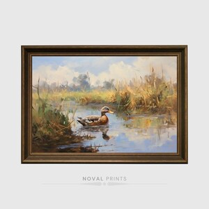 Pintura digital em aquarela de pato, arte de parede para impressão, pato selvagem, caça, impressões de pato, decoração de fazenda, decoração de floresta, arte de berçário