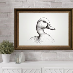 Vintage Duck Drawing Sketch Wall Art, Minimalist Duck Drawing, Vintage Duck Print, Printable Nursery Art, Farmhouse Wall Decor, Home Decor