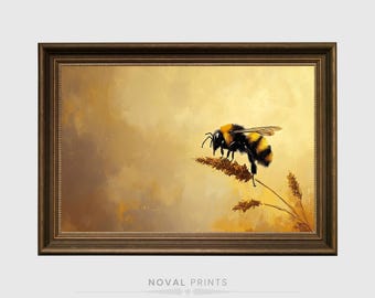 Bumble Bee Wall Art, Still Life Original Art Print, Small Still Life, Honeybee Art, Bee painting, Digital Bee Printable Art