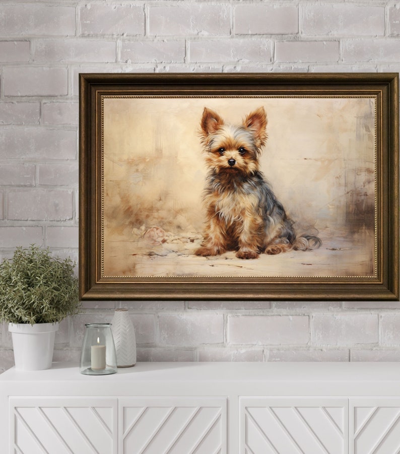 Yorkshire Terrier Dog Printable Digital Art, Yorkie Wall Art, Dog Home Wall Decor, Animal Oil