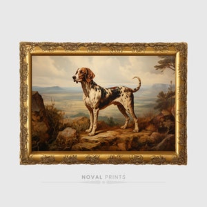 Hunting Dog Art Painting, Digital Hunting Dog Print, Printable Vintage Dog Wall Art, Farmhouse Decor, Animal Portrait, Vintage Dog Wall Art