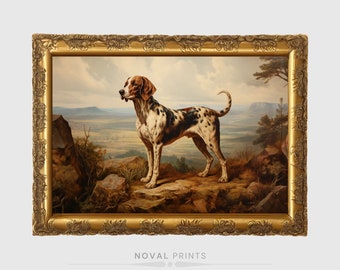 Hunting Dog Art Painting, Digital Hunting Dog Print, Printable Vintage Dog Wall Art, Farmhouse Decor, Animal Portrait, Vintage Dog Wall Art