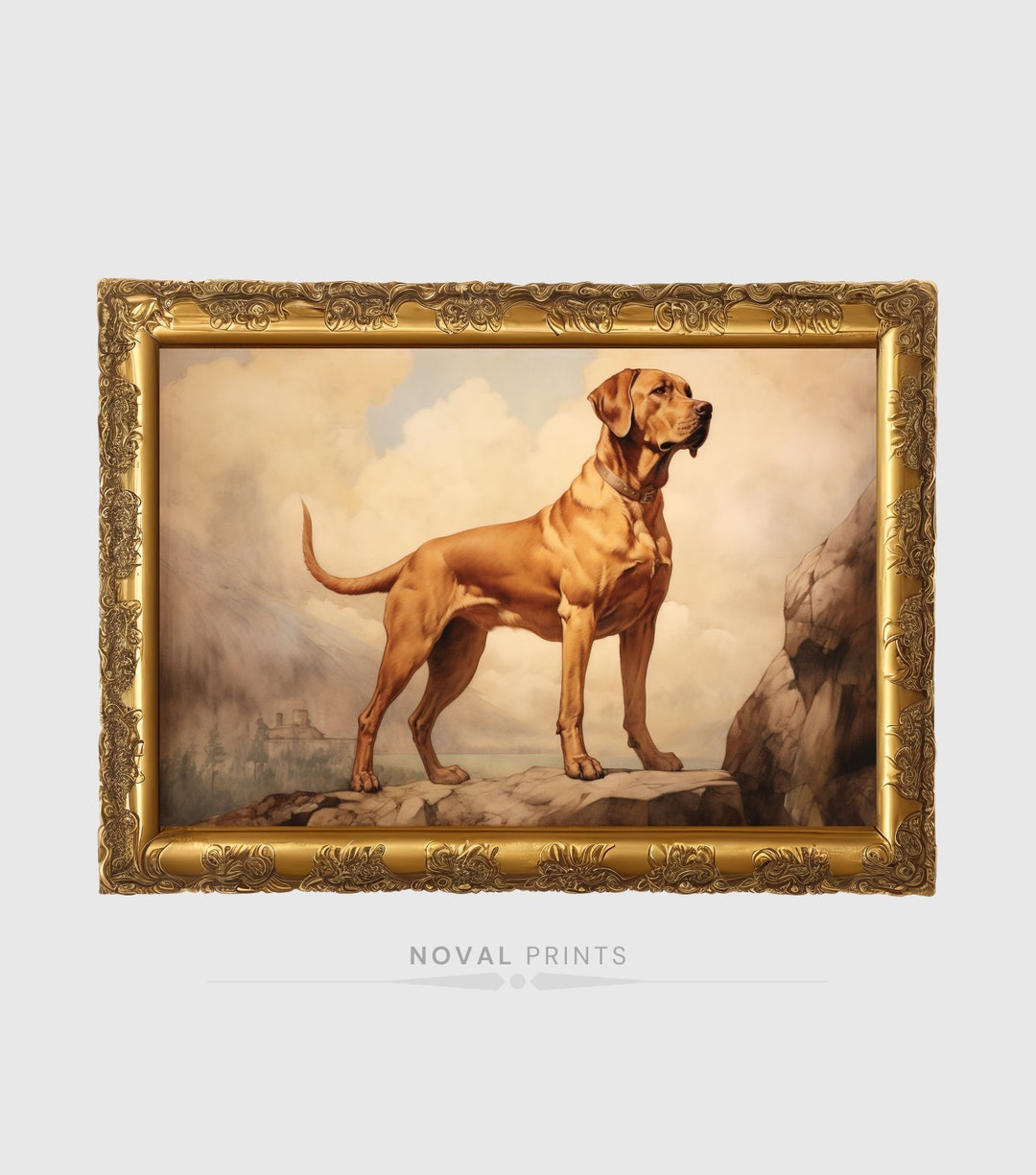Vintage Hunting Gold Dog Wall Art, Dog Print, Printable Vintage Dog