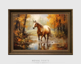 Vintage Horse Print, Modern Farmhouse, Downloadable Art, Oil Painting Print, Equestrian Wall Art, Horse Portrait, Horse Lover Art Print