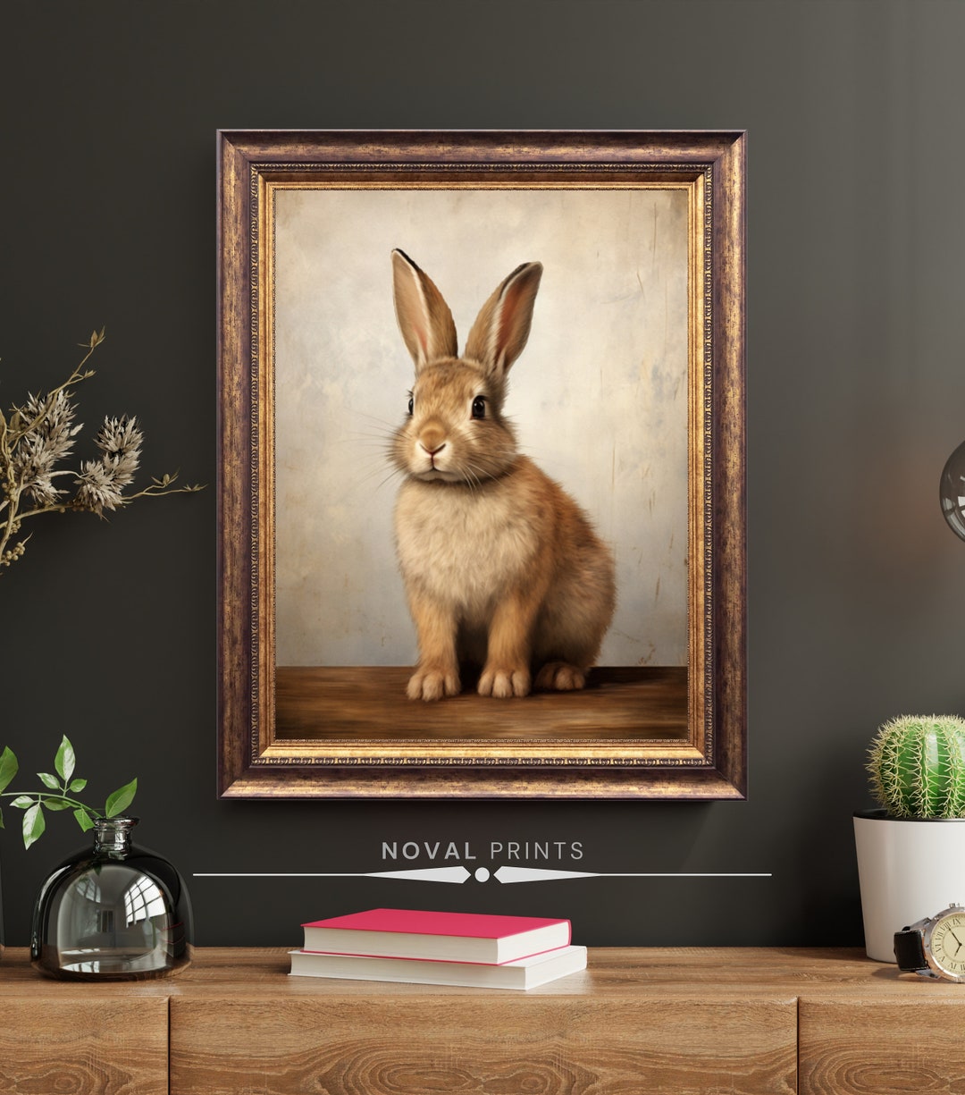 Vintage Rabbit Painting Printable Wall Art, Easter Wall Art, Antique ...