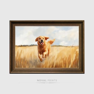 Golden Retriever, Vintage Dog Painting, Dog Portrait, Dog Wall Decor, Pet Portrait Print, Vintage Dog Print