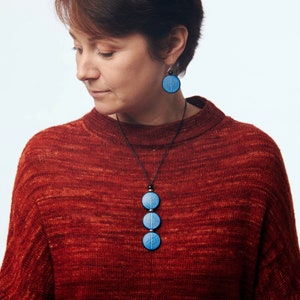Adjustable Ethnic Choker Handmade Jewelry Blue Reversible Necklace Nature Jewelry Bohemian Necklace Sustainable Jewelry Blue Rustic Necklace