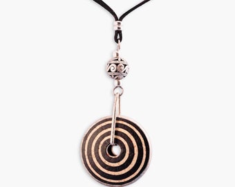 Contemporary African Statement Necklace Long Reversible Circle Necklace Ethnic Jewelry Handmade Boho Recycled Upcycled Jewelry