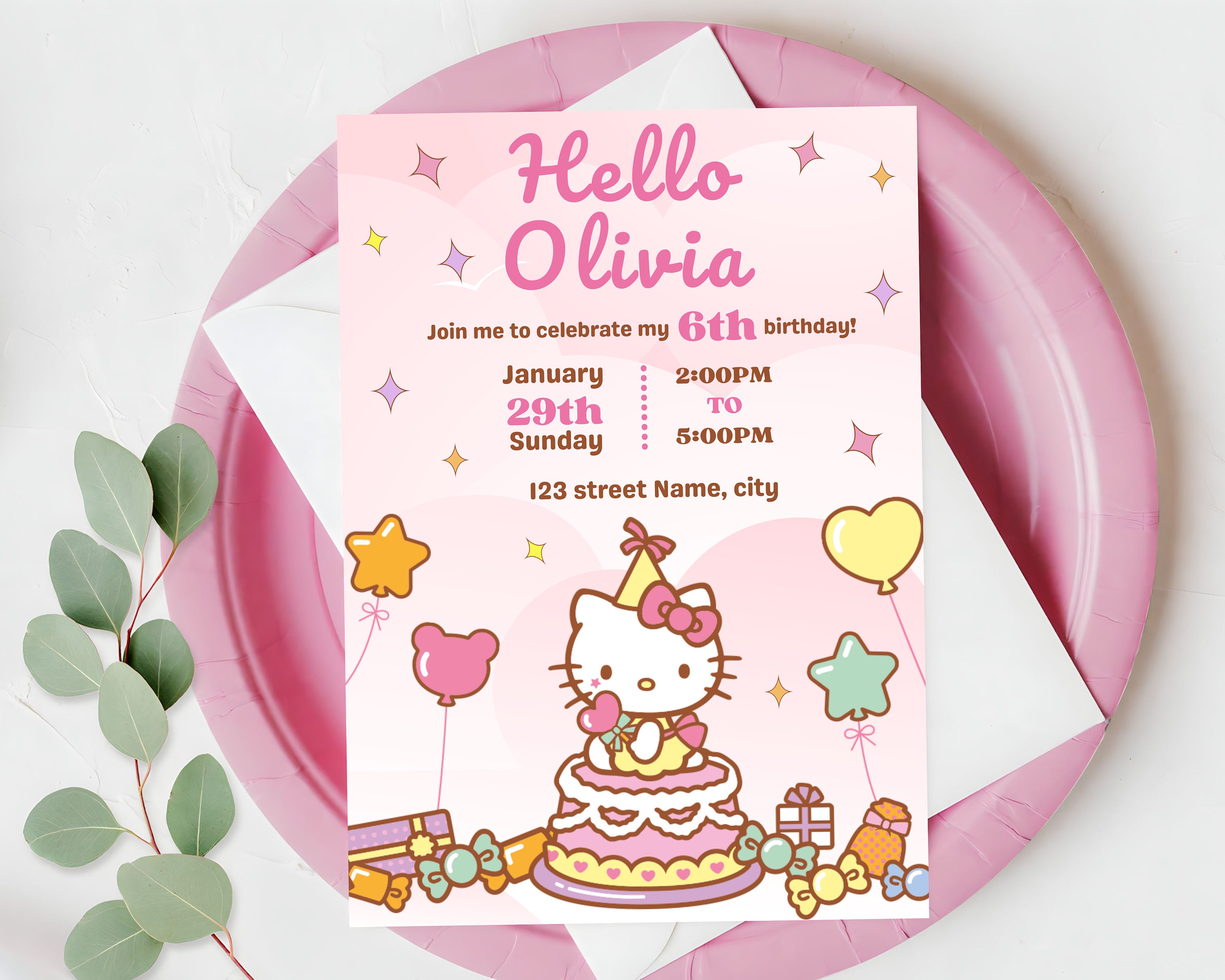 Hello Kitty Bowling Invitations