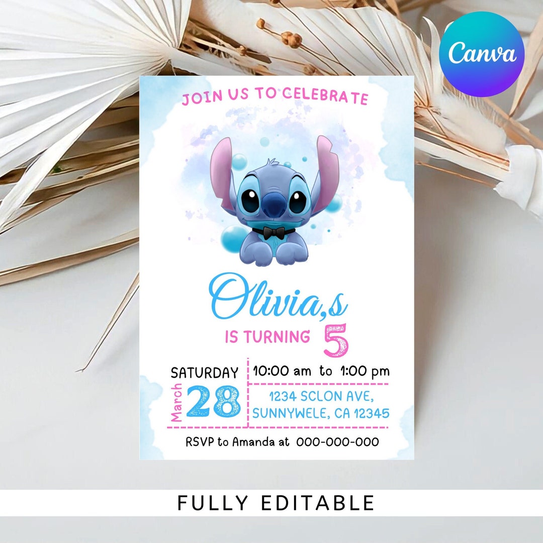 Printable Stitch Birthday Invitation Stitch Party Invite - Etsy
