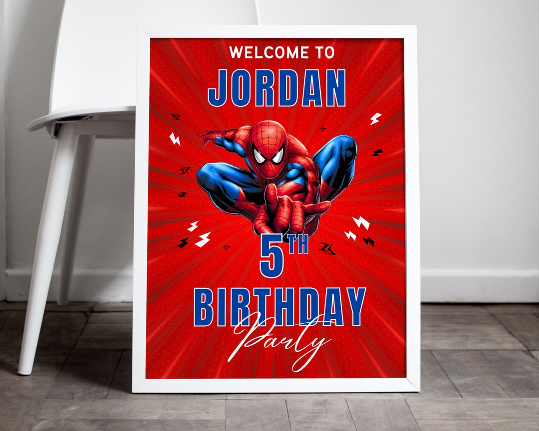 Spiderman Birthday Welcome Sign Template, Printable Spiderman Birthday ...