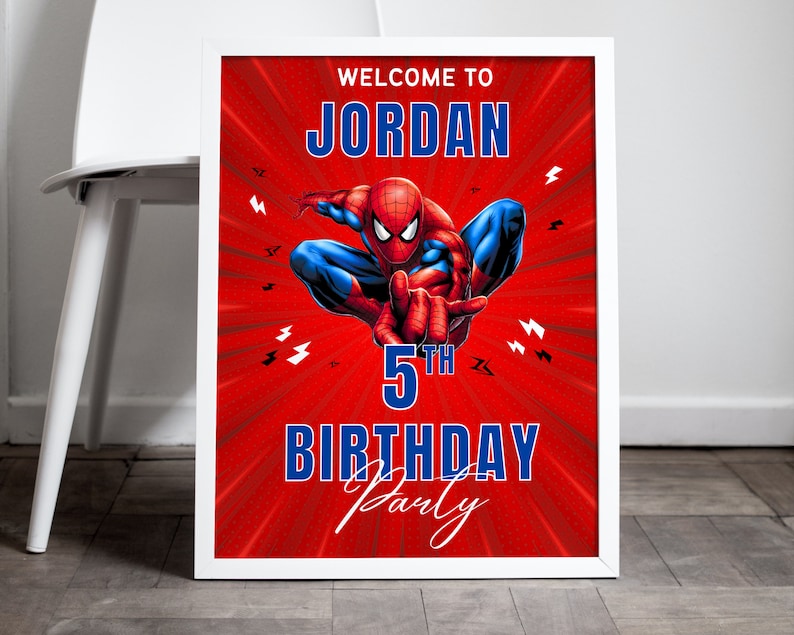 Spiderman Birthday Welcome Sign Template Printable Spiderman - Etsy