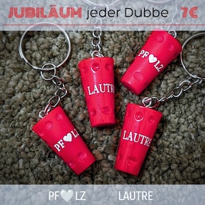 Dubbe glass keychain 3 cm Palatinate / LAUTRE / wine route / unique / handmade Palatinate wine glass / bottle / true to scale 1:6