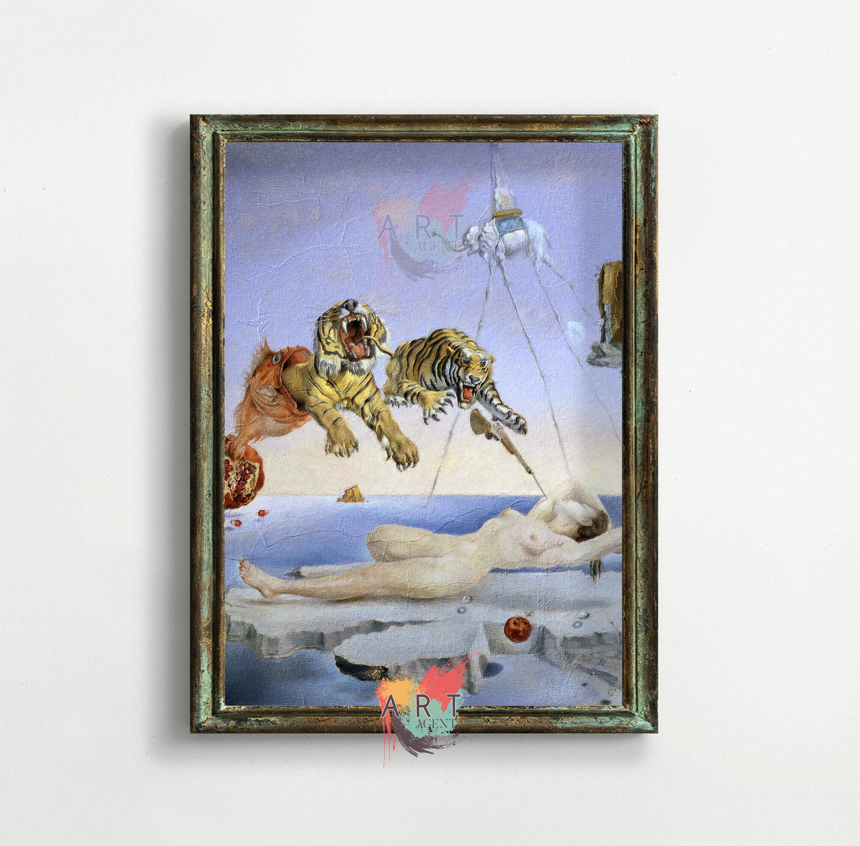 Salvador Dali Artwork Print, Gala and the Tigers, Abstract Art, Vintage ...
