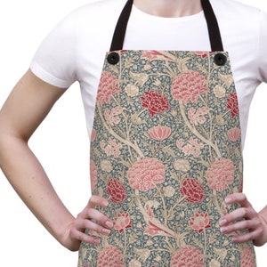 William Morris floral apron - pink red clover, carnations, gift for Mom, Mother, favorite chef, flowers, cook, housewarming, River Cray