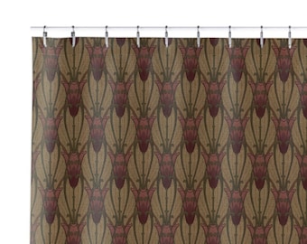 Art and crafts shower curtain - floral, art nouveau, mcm, mid century modern, craftsman, boho, cottage core, mission