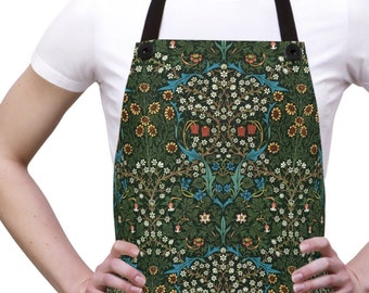 William Morris apron - Blackthorne, green, arts and crafts, boho, retro, gift for Mom, chef, flowers, floral, cook, housewarming gift