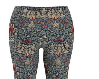 William Morris wildflower Leggings - timeless classic design will make you look and feel great - Snakeshead floral - red blue green